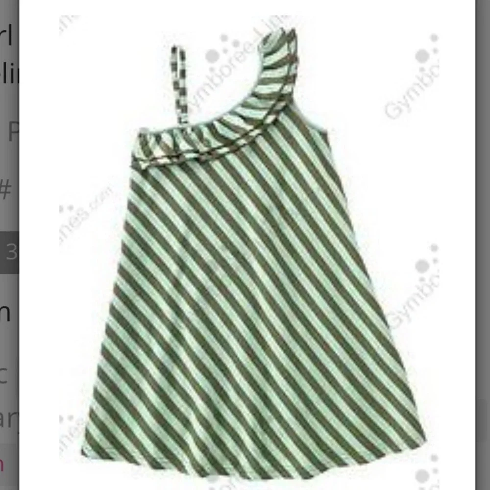 Gymboree Beach Shack Striped One Shoulder Dress Aqua Olive Size 10